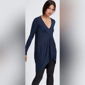 Marcella NYC Reade Tunic Top Draped Navy Blue XXL High Low Size XXL Plus EUC